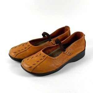 Arcopedico Elio Parodi Orange Leather Mary Jane Flat Women Handmade 38 EU 7.5 US